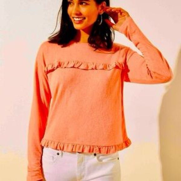 LOFT Tops - Ann Taylor Loft Cropped Ruffle Tee